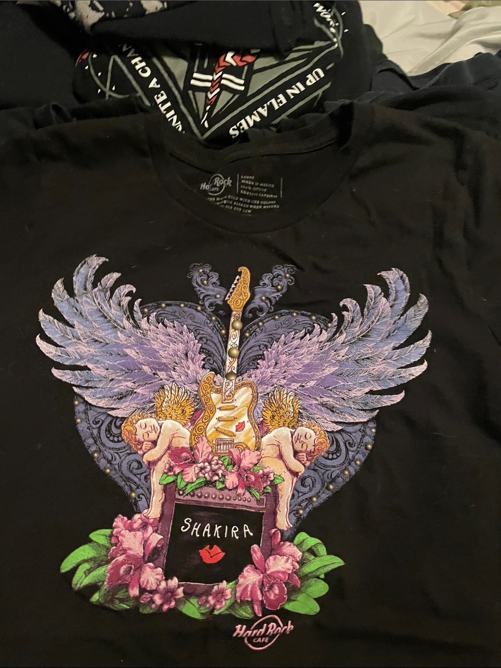 Hard Rock Cafe Black Tee with Purple Heart Logo